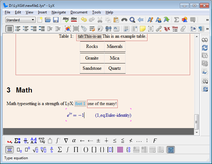 equation editor tool bar